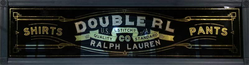 RRL Ralph Lauren Gold Leaf Glass Sign NYC